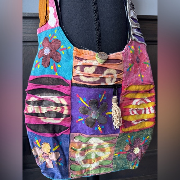 India Boutique Multicolor Boho Hippie Patchwork Shoulder Bag NWOT - Picture 1 of 7